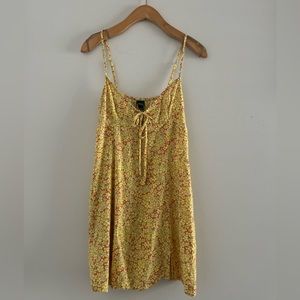 Wild Fable Neon Floral Mini Dress W/ Pockets & slits Sz S (Fits XS)